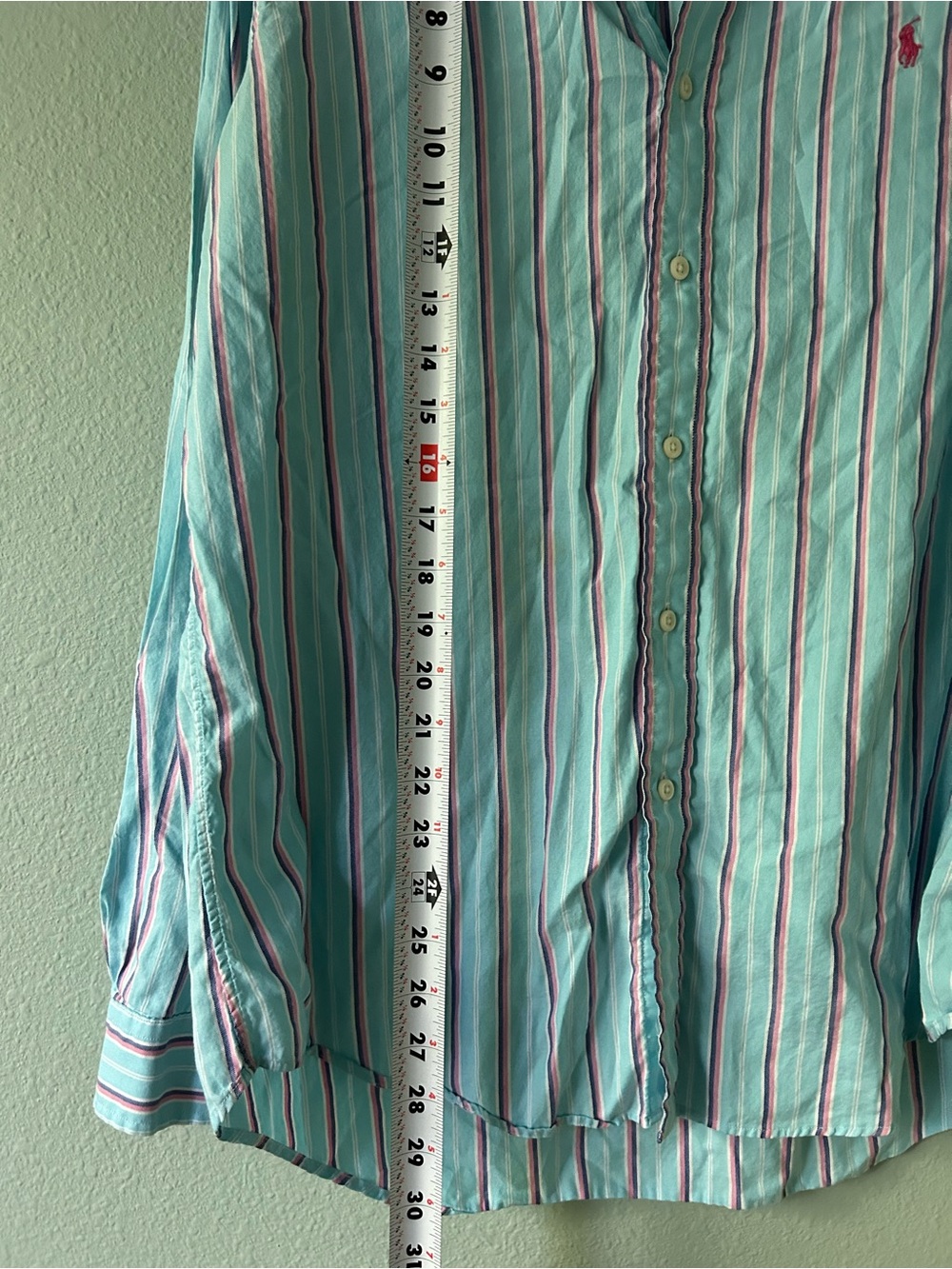 Polo Ralph Lauren Blue And Pink Striped Long Sleeve Button Up Shirt Size L - Picture 6 of 9